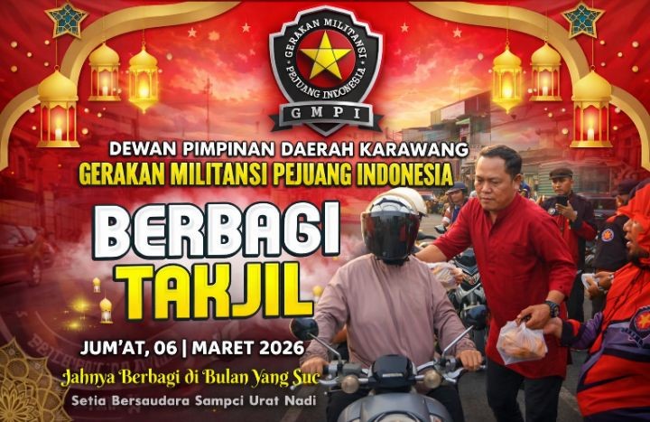 DPD GMPI Karawang Gelar Aksi Sosial, Ribuan Takjil Dibagikan di Lampu Merah Bypass